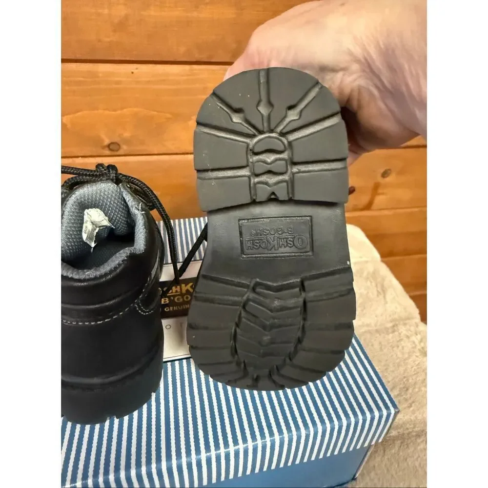 Osh Kosh Kenny Leather Boys Baby Boots Black Sz 6